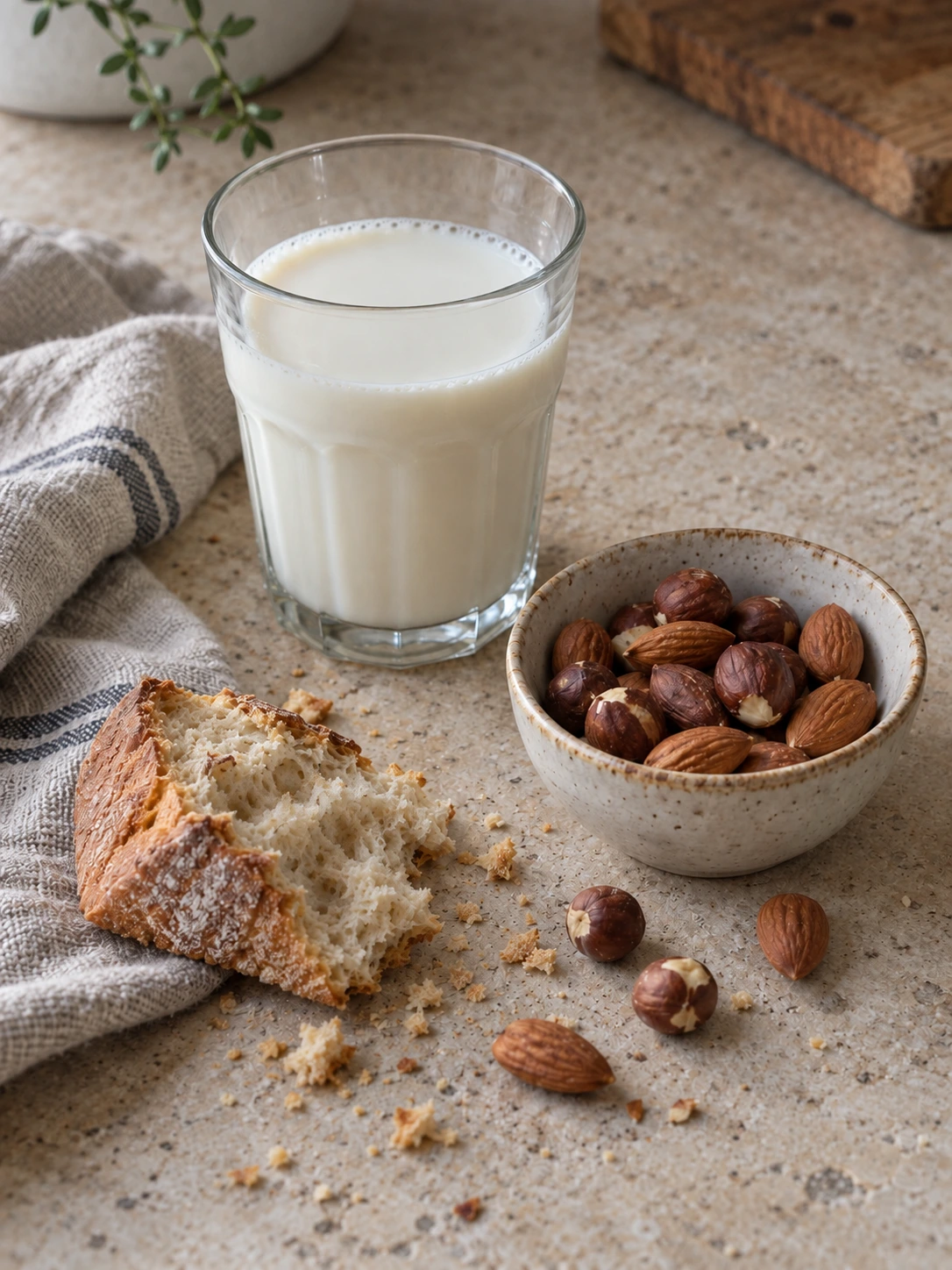Lait, pain et oléagineux