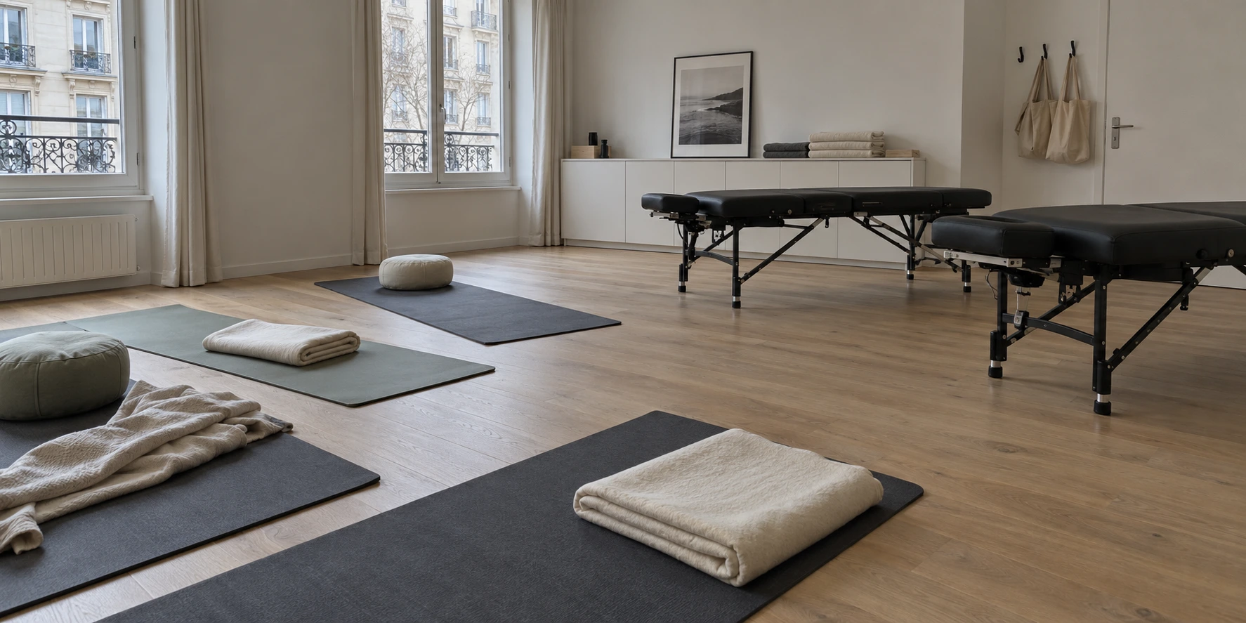 Tapis, coussins et couvertures dans une salle lumineuse